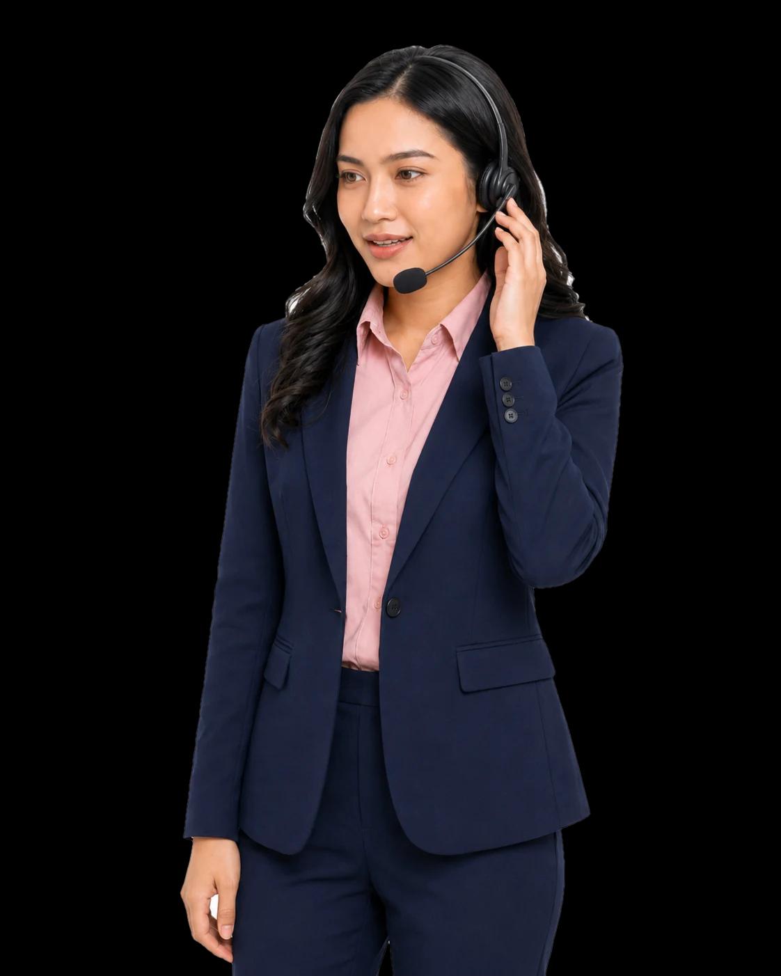 Agen contact center Lovina mendengarkan pelanggan lewat headset